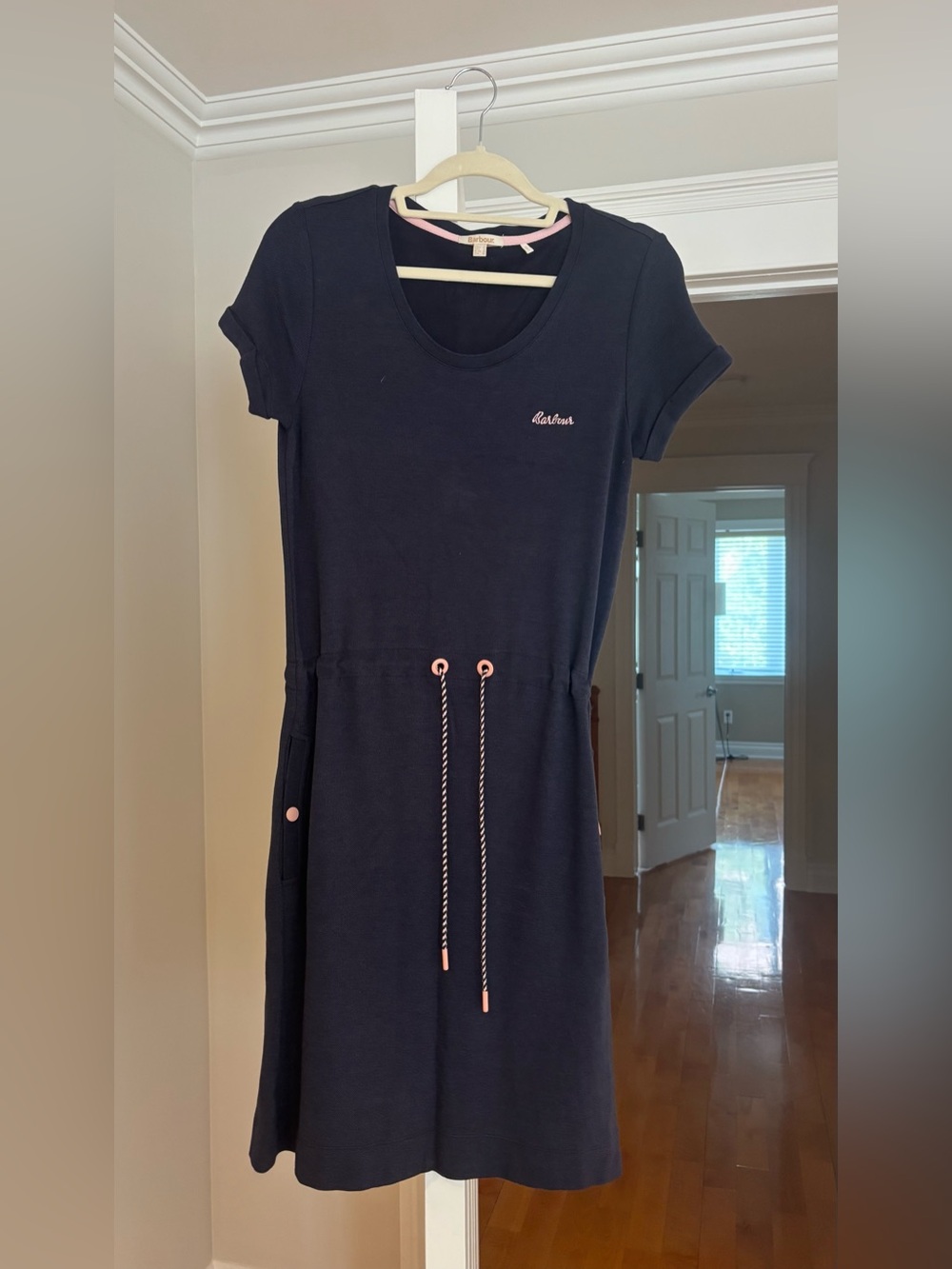 Barbour Navy Short-Sleeve Drawstring Dress
